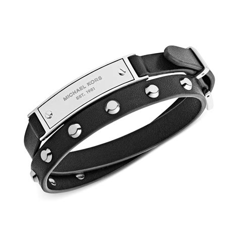 michael kors black leather wrap bracelet